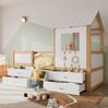 Bett 90x200 cm halbhoch als Hausbett mit 4 Schubladen und Treppe – Weiß/Natur Bild 2