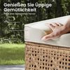 PHI VILLA Gartenlounge-Set, (1 Zweisitzer-Sofa, 2 Einzelsofas, 1 Chaiselongue und 1 Kleiner Couchtisch, PE Rattan Lounge Möbel Outdoor), 6 Personen Terassenmöbel Außen Gartensofa, Beige und Dunkelblau Bild 4