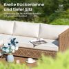 PHI VILLA Gartenlounge-Set, (1 Zweisitzer-Sofa, 2 Einzelsofas, 1 Chaiselongue und 1 Kleiner Couchtisch, PE Rattan Lounge Möbel Outdoor), 6 Personen Terassenmöbel Außen Gartensofa, Beige und Dunkelblau Bild 2