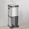 HOMCOM Mülltrennsystem 20+14L Treteimer mit Deckel Fußpedal Kippfach Inneneimer, für Wohnzimmer Büro Edelstahl Silber 32,5 x 31,5 x 78 cm Bild 3