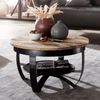 Kadima Design Couchtisch, industrieller Stil, recyceltes Mango-Massivholz, Braun/Schwarz. 60x60x34 cm Bild 2
