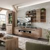 Wohnwand >Bellano< in Viking Oak Dekor, MDF, Spannplatte - 322x202x44cm (BxHxT) Bild 2