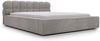 GRAINGOLD Plaza Polsterbett 160x200, Doppelbett mit Bettkasten, gepolstertes Kopfteil, Velour-Stoff, Grau Bild 2