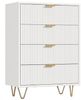 FUROKOY Kommode (Weiß Sideboard Schrank Highboard mit 4 Schubladen und Metallbeinen), Schmal kommode für Schlafzimmer, Wohnzimmer, Flur, 60 x 34 x 91 cm Bild 2