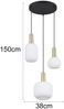 Retro Cluster LED Pendelleuchte 3-flammig mit Glasschirmen in Weiß, Ø 38cm Bild 4
