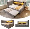 Polsterbett Ausziehbett 90/180×200 cm mit LED, USB-Anschluss und Stauraum, Grau, ohne Matratze Bild 3