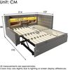 Polsterbett Ausziehbett 90/180×200 cm mit LED, USB-Anschluss und Stauraum, Grau, ohne Matratze Bild 5