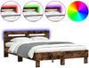 vidaXL Bettgestell mit Kopfteil LED-Beleuchtung Räuchereiche 120x190cm 3207578 Bild 2