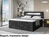MEBLINI Boxspringbett ASPIN 140x200 cm mit Bettkasten und LED - H3/Schwarz Samt Polsterbett - Doppelbett mit Topper & Taschenfederkern-Matratze Bild 2