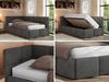 Jugendbett 90x200 ARVO Polsterbett mit Bettkasten, Stauraum & Gasdruckfeder, Modernes Design mit Kopfteil, Pocket Matratze - Dunkelgrau Velvet - VIRE LUX - Links Seite Bild 2