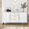 Sideboard in Weiß mit Chevron-Türen, 2 Türen und 3 Schubladen, MDF,75x145x40 cm Bild 3