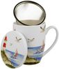DUO Seaside Becher 360 ml LIGHTHOUSE (Leuchtturm) mit Teesieb, New Bone China Porzellan Bild 3