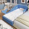 Ausziehbett 90x200 cm, Walform-Schlafsofa mit 2 Schubladen, PU, blau Bild 2