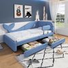 Ausziehbett 90x200 cm, Walform-Schlafsofa mit 2 Schubladen, PU, blau Bild 1