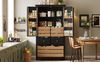 Küchenschrank, hohes Küchenbuffet Mehrzweckbuffet Snackschrank mit zwei Türen und fünf Schubladen, Holzwerkstoff, Schwarz/Weiß, 80 x 40 x 140 cm Bild 3