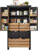 Küchenschrank, hohes Küchenbuffet Mehrzweckbuffet Snackschrank mit zwei Türen und fünf Schubladen, Holzwerkstoff, Schwarz/Weiß, 80 x 40 x 140 cm Bild 5