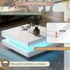 MODFU Couchtisch Quadratischer Couchtisch in Weiß mit LED-Licht (Packung, 1-St, Hochglanz-Finish für einen modernen und hellen Akzent), Drehbare Platte für flexible Nutzung, 70x36x70 cm Bild 4