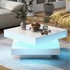 MODFU Couchtisch Quadratischer Couchtisch in Weiß mit LED-Licht (Packung, 1-St, Hochglanz-Finish für einen modernen und hellen Akzent), Drehbare Platte für flexible Nutzung, 70x36x70 cm Bild 2