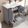 Badezimmerschrank Grau mit Keramikbecken, 76x46x87 cm Bild 3