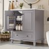 Badezimmerschrank Grau mit Keramikbecken, 76x46x87 cm Bild 2
