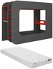 Vente-unique - WARRIOR Bett Holz, Platte Grau - B 97,6 cm x H 183,6 cm x L 238,1 cm Bild 5