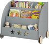 Woltu Bücherregal, 1-tlg, Kinderregal für Bücher mit Rollen aus Holz grau Bild 5