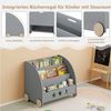 Woltu Bücherregal, 1-tlg, Kinderregal für Bücher mit Rollen aus Holz grau Bild 2