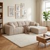 skølm 'Vanaheim' Sofa 3 Sitzer mit Hocker & 2 Kissen, Cloud Sofa beige, Vollschaumcouch mit Federkern und Vakuum-Kompression, kein Aufbau erforderlich Bild 4
