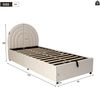 Polsterbett 90×200 cm aus Samt-Stoff mit hydraulischem Stauraum, beige Bild 4