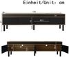 TV-Schrank 170 x 38 x 47 cm mit 4 Türen, Schwarz/Natur, pflegeleichte Streifenoptik Bild 5