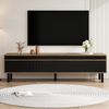 TV-Schrank 170 x 38 x 47 cm mit 4 Türen, Schwarz/Natur, pflegeleichte Streifenoptik Bild 2