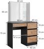 Schminktisch Sherry Anthrazit/Goldkraft Eiche 90 cm mit Spiegel Vicco Bild 3