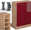 Kücheninsel Fame-Line Bordeaux Hochglanz/Goldkraft Eiche 90 cm ohne Arbeitsplatte Vicco Bild 5