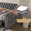 Merax Einzelbett Polsterbett Schlafsofa 90*190 cm, mit USB-Ladeanschluss, Integrierte Ablage in den Armlehnen, Mit Ablagetaschen, Mit Aufbewahrungsschublade, Samtstoff, Dunkelgrau Bild 5