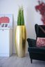 VIVANNO Bodenvase Fiberglas MAGNUM Rund - Blattgold Blattoptik Hochglanz (1 St), 37x100 cm Bild 4