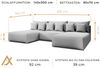 AX LIVING Ecksofa mit Schlaffunktion Ederra U 300 cm breit – hellgrau Stoff Bild 4