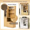 Highboard mit verstellbaren Regalböden und Schubladen, Küchenschrank mit ausziehbaren Regalböden und Riffelglas , Ideal für Esszimmer, Wohnzimmer und Küche (Natur) Bild 5
