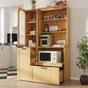 Highboard mit verstellbaren Regalböden und Schubladen, Küchenschrank mit ausziehbaren Regalböden und Riffelglas , Ideal für Esszimmer, Wohnzimmer und Küche (Natur) Bild 2