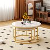 2er-Set Couchtisch aus MDF mit Metallgestell & Marmoroptik, nestbar, 80x45 cm + 60x33,5 cm Bild 3