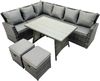 Fimous Hoher Rücken Rattan Ecksofa Set Esstisch Gartenmöbel Dunkelgrau gemischt Linke Option Bild 2