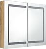 vidaXL LED-Spiegelschrank fürs Bad Weiß und Eichen-Optik 80x12x68 cm 326516 Bild 3
