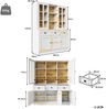 Merax Hochschränke fürs Wohnzimmer(140×38.5×175cm), Vitrinenschrank, Küchenschrank, Esszimmerschrank mit Schubladen, Hochschrank, Weiß Bild 4