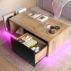 Multifunktionales Retro-Sideboard mit LED-Beleuchtung – Holz-Metall-Design in Naturfarbe für optimalen Stauraum Bild 3