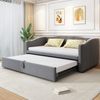 Polsterbett Ausziehbares Schlafsofa 90/180*200 cm mit Lattenrosten, Multifunktionsbett aus hautfreundlichem Samtstoff Grau Bild 2