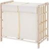 Wäschesammler HWC-B60, Laundry Wäschebox Wäschekorb, Massiv-Holz 2 Fächer 60x60x33cm 68l ~ hellbraun, Bezug creme Bild 3