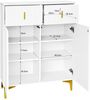 Merax Eleganter Sideboard/Schuhschrank mit Strukturpaneelen, verstellbaren Einlegeböden und vergoldeten Verzierungen, mit Schubladen, weiß Bild 5