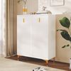 Merax Eleganter Sideboard/Schuhschrank mit Strukturpaneelen, verstellbaren Einlegeböden und vergoldeten Verzierungen, mit Schubladen, weiß Bild 2