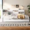 Daybett 140x200 cm mit ausziehbarem Rollbett und Stauraum – Multifunktionales Schlafsofa mit L-förmigem Kopfteilregal Bild 5