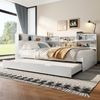 Daybett 140x200 cm mit ausziehbarem Rollbett und Stauraum – Multifunktionales Schlafsofa mit L-förmigem Kopfteilregal Bild 2