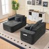 Ecksofa aus Chenille mit flexiblem Modul-System, tiefer Sitzfläche, 262 x 144 x 65 cm, Schwarz Bild 2
